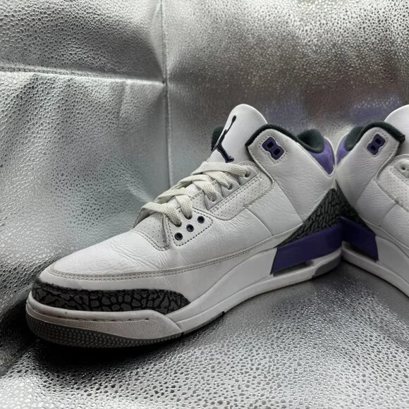 Size 11 Nike Air Jordan 3 Retro Dark Iris White Mens Lace Up Sneakers CT8532-105